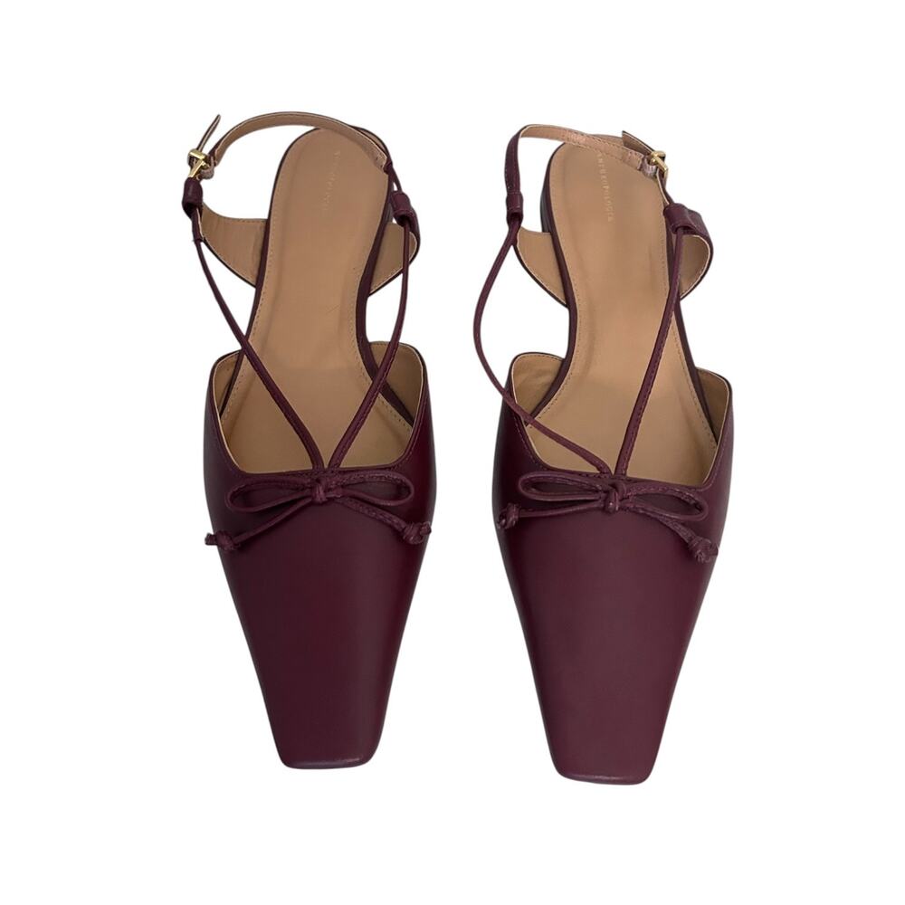 Anthropologie Bow Silgback Flats Leather Purple Burgundy 10